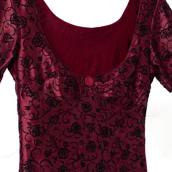 Sundazed (Italy) Floral Velvet Satin Polyester Bustier Top Bordeaux : XS - Picture 4 of 9